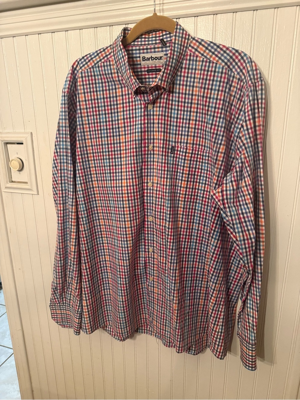 Barbour XL Plaid Tailored Button up Flawed